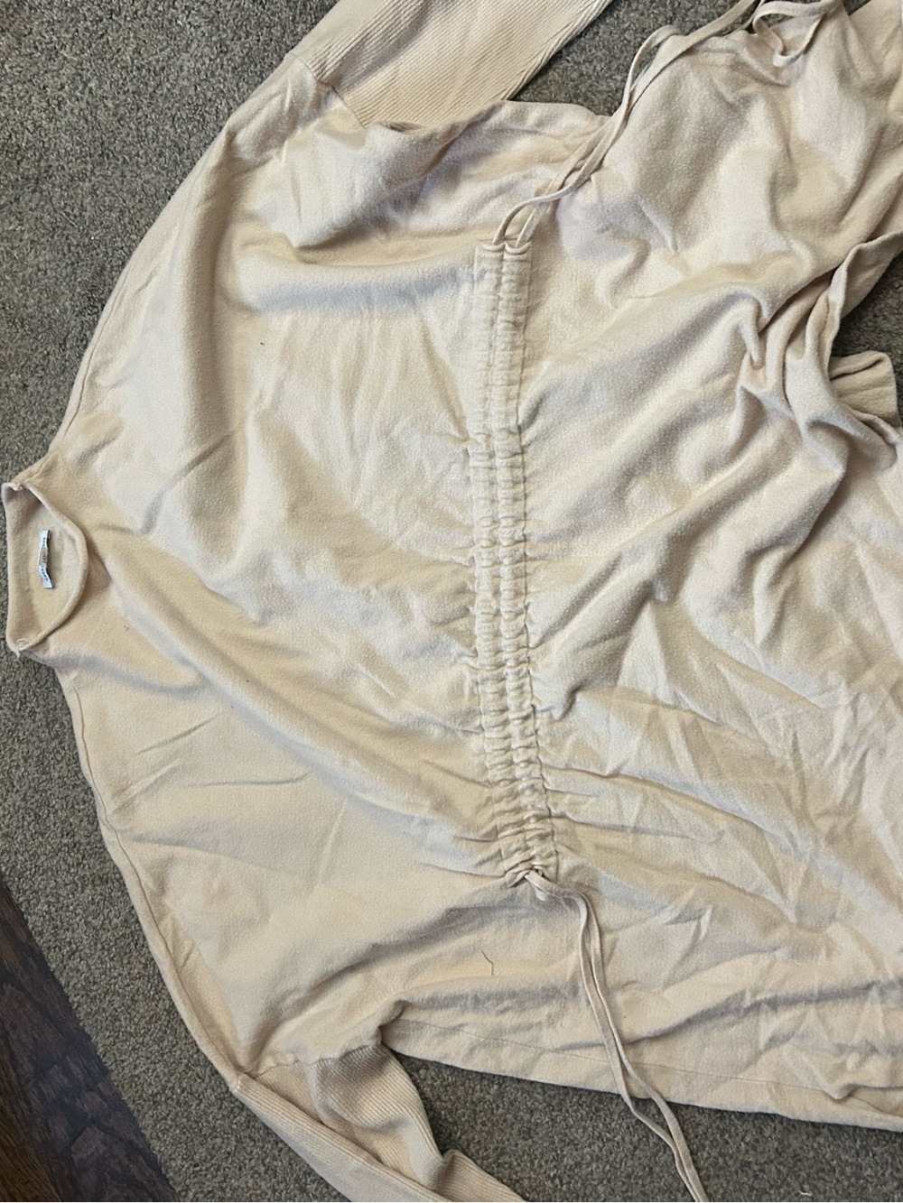 Lane Bryant Cream Drawstring Turtleneck Sweater
